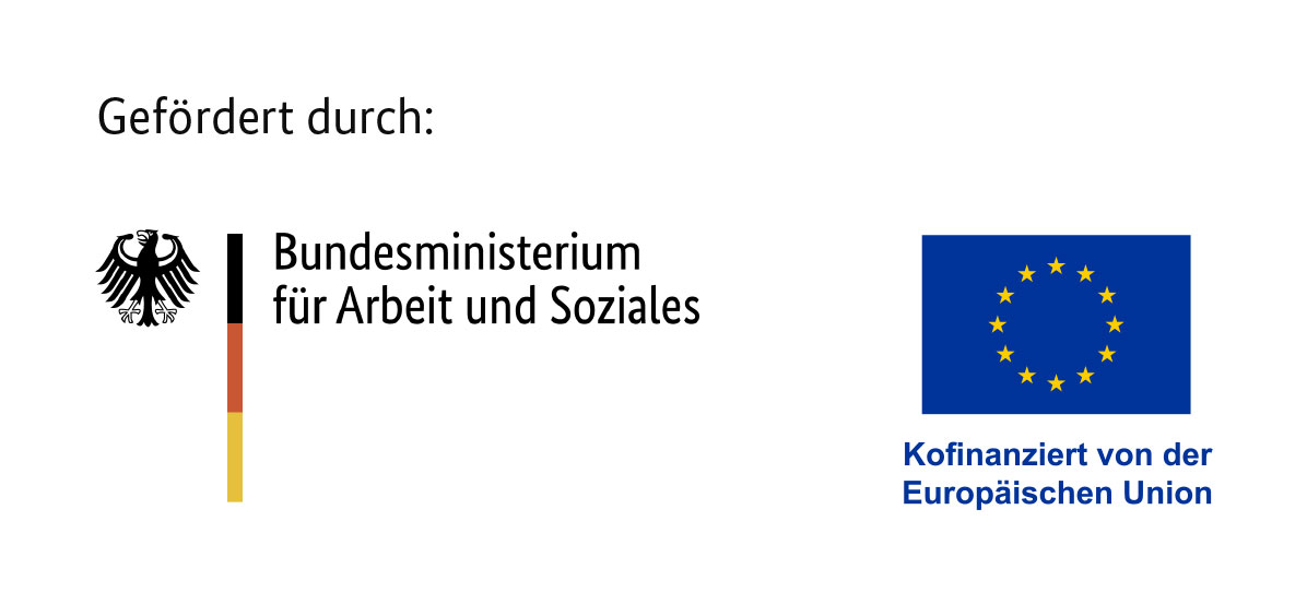 Logo des Bundesministerium für Arbeit und soziales und EU-Logo mit Hinweis Kofinanziert durch die Europäische Union